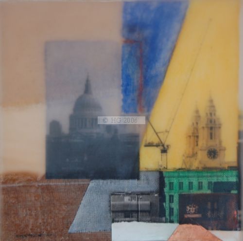 St.Pauls study 20 x 20cm mixed media on board